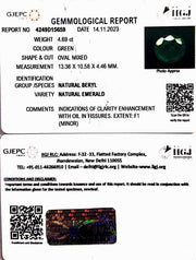 4.69/CT Natural Panna Stone with Govt. Lab Certificate (6771)